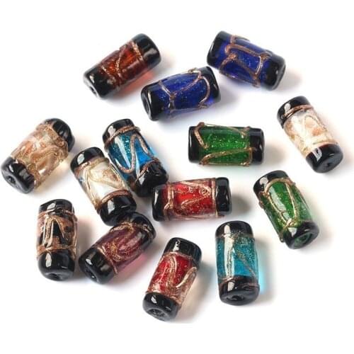 Two Black Glass Beads Japanese-Style Jinsha Colored Glass Cylindrical Colored Glass DIY Loose Beads Accessories