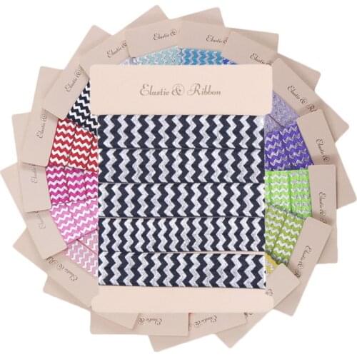 5/8" silver foil chevron fold over elastic foe elastic for headband ties welcome custom printed