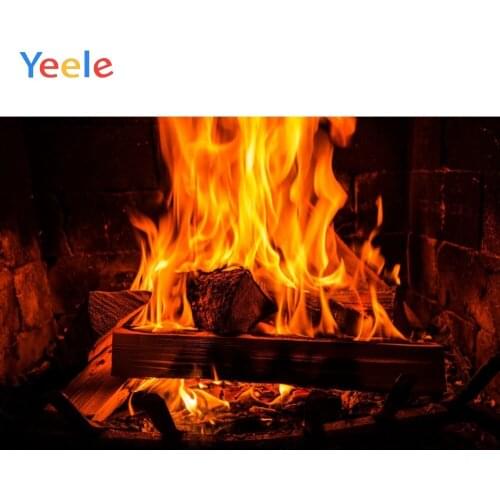 Yeele Fireplace Burning Firewood Winter Interior Deco Photography Backgrounds Photographic Customized Backdrops for Photo Studio