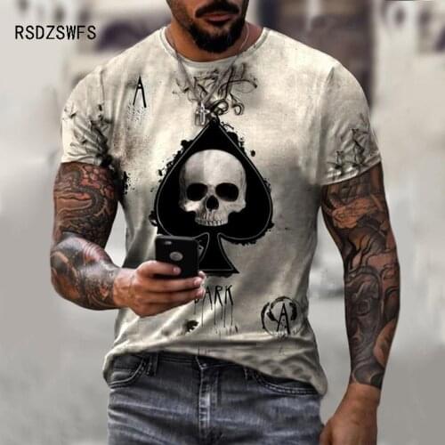 Summer Popular Ace Of Spades Skull Print Shirt Men Sports And Leisure Travel Breathable Quick-Drying T Shirt Streetwear Tops