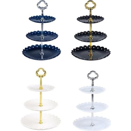 Hot 3 Tier Cake Stand Afternoon Tea Wedding Plates Party Tableware Bakeware Plastic Tray Display Rack Cake Decorating Tools
