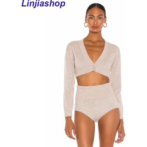 Summer Cardigan Ladies Fashion V-neck Single Button Sexy Short Cardigan Chic High Stretch Ladies Casual Sweater Top