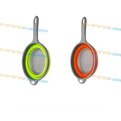 Long handle round drain fruit basket saves space washing basket