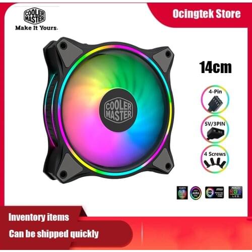Cooler Master MF140 HALO 14CM Addressable 5V 3PIN ARGB Computer Case Fan PWM Quiet Dual Aperture CPU Water Cooling Replace Fan