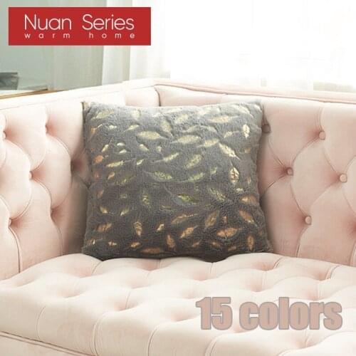Fur Cushion Cover Pillowcases Solid Color Brown White Gray Pink Red Black Decorative Pillows Gold Feather Throw Pillow Covers