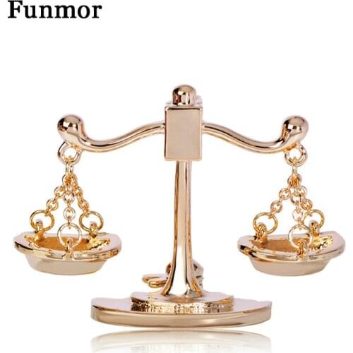 Funmor Casual Balance Brooch Enamel Pins Judge Prosecutor Coat Lapel Blazer Decoration Jewelry Court Routine Accessories Gifts