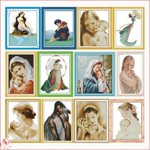 Mother And Baby Cross Stitch Kit DIY Pattern Embroidery Kit 11CT 14CT Needlework Sewing Kit Home Decoration Craft Painting Gift