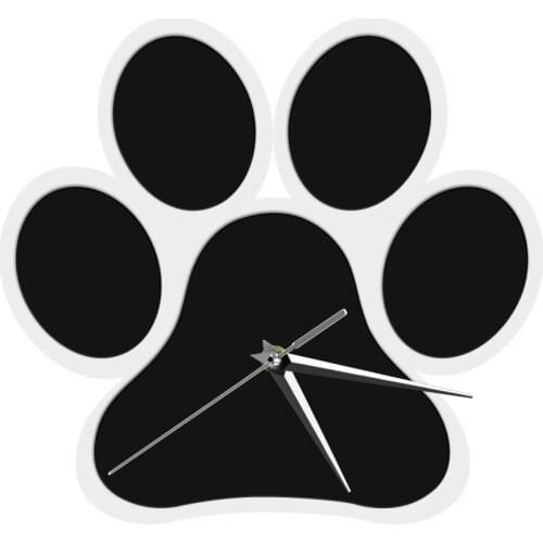 Dog Foot Wall Art Decorative Acrylic Doggy Paw Wall Clock Animals Home Decor Pug Silhouette Watch Gift For Dog Lover