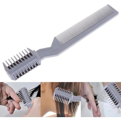New Professional Hair Razor Comb Long Handle Hair Razor Cutting Thinning Comb Home DIY Thinning Trimmer Inside Blades