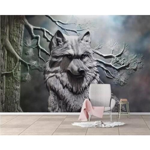 Beibehang Custom wallpaper 3D photo mural embossed forest wolf living room wall decoration painting 3d wallpaper papel de parede