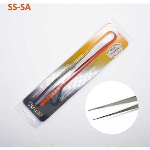 Genuine Super Vetus Tweezers SS-SA Non-magnetic Stainless Steel Precision for Eyelash Extensions