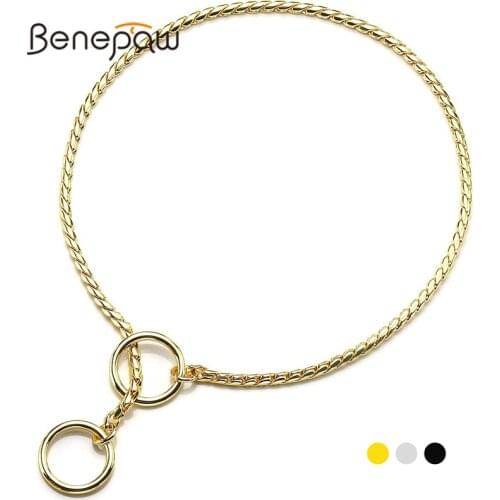 Benepaw Durable Slip Dog Collar Chain Rustproof Metal P Pet Choker For Small Medium Large Dogs Training Walking Puppy Necklace