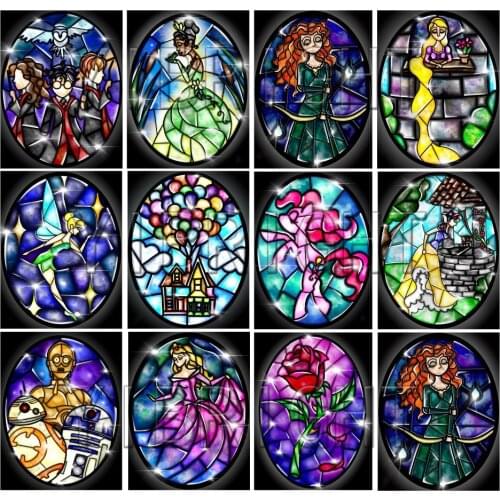Needlework Diy Diamond Painting Cartoon Stained Glass Cross Stitch Embroidery Full Square Illustration Full Rhinestone Mosaic