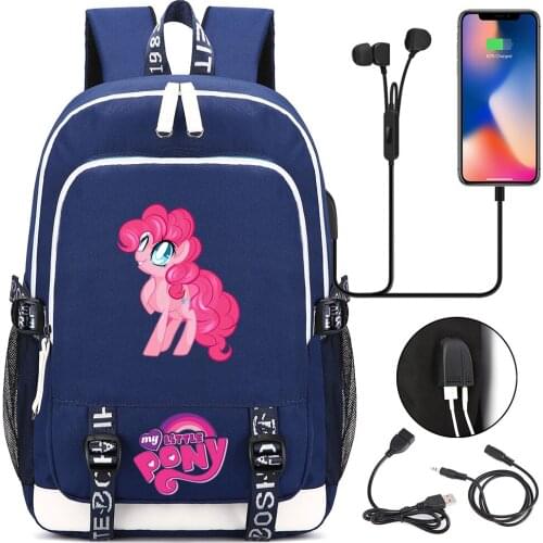 Christmas Cartoon Cutie My Little Pony USB Boy Girl Book School bag Women Teenagers Men Laptop Backpack Packsack