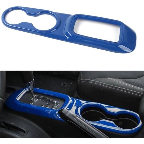 Blue ABS Car Interior Mouldings Gear Shift Panel Water Cup Holder Cover Trim For Jeep Wrangler 2011-2017 Car Styling Accessories