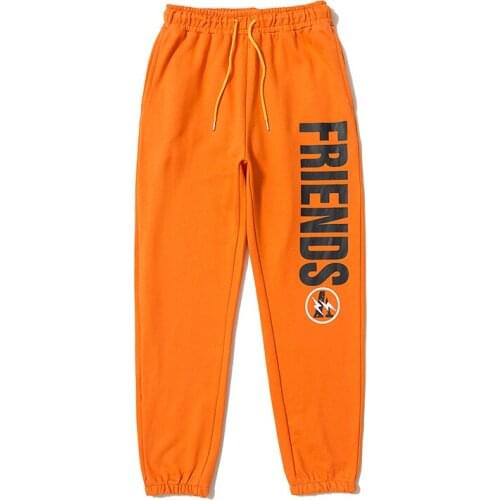 VLONE trousers female couple loose street hip-hop trend mens cotton casual trousers letter printing 003