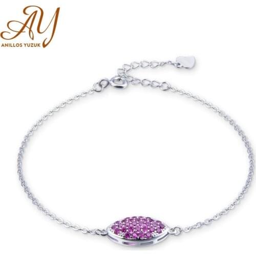 Anillos Yuzuk Geometric Round 925 Sterling Silver White Pink Gemstone Bracelet For Female Party Fashion Jewelry