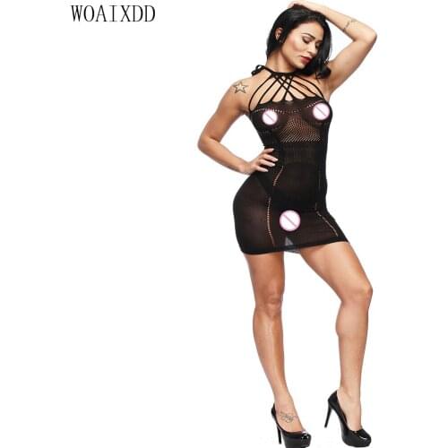 Women Lingerie Porno See-through Fishnet Bodysuit Mesh Halter Sexy Body Thong Club Bodystocking Nightwear Erotic Teddies