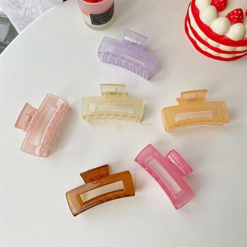 1pc Solid Color Women Hair Claw Hollow Rectangular Shape Hair Clip Clamp Hair Jaw Clamp Hair Accessories For Women Girls