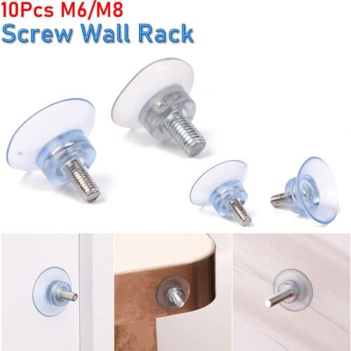 10pcs/set M6/m8 Screw Rubber Suction Cup Transparent Suckers Turn Nut Glass Table Tops Storage Tool Hooks
