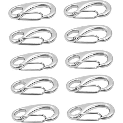 10 Pcs Boat Spring Snap Clip Hook Marine 316 Stainless Steel Hook For Yacht Speedboat Rope/Chain/Leash/Cable Keychain Etc 2019