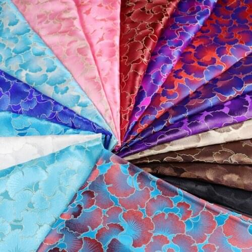 100*75cm Ginkgo Pattern Jacquard Brocade Fabrics For Satin Dress Designer Sewing Cheongsam Kimono Garment Diy Patchwork Material