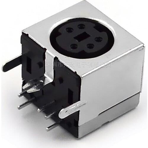 100pcs Mini Circular DIN Receptacle 5 Pin 5PIN Female Mini Din Sockets Connector Shield Right Angle Through Hole PCB