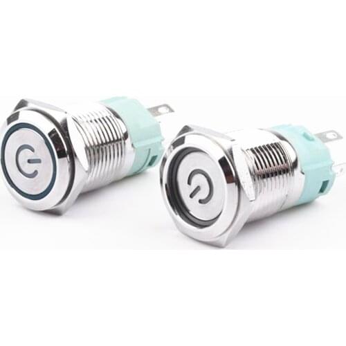 16mm Metal Push Button Switch LED power mark locking Latching Self-reset Momentary 1NO 1NC red blue yellow green white 16HXDY