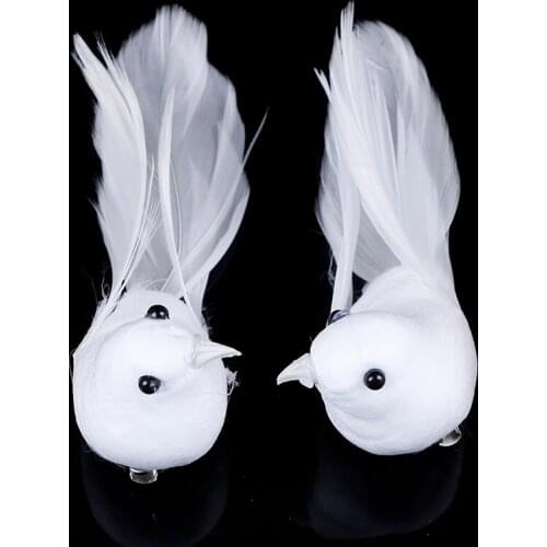 2pcs/set DIY Home Garden Artificial Foam Feather Lifelike Beads Simulation Bird Wedding Decoration Party Crafts Ornament Props