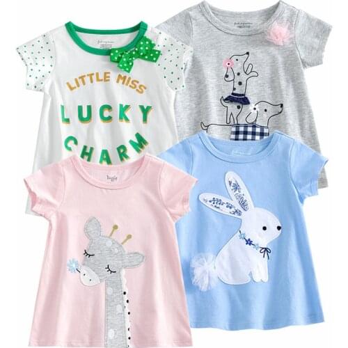 2021 1 2 3 4 Years Summer Fashion Baby Girl Cartoon T-Shirt Boys Short Sleeve White Blue Pink Tees Cotton Tops Kids Clothes