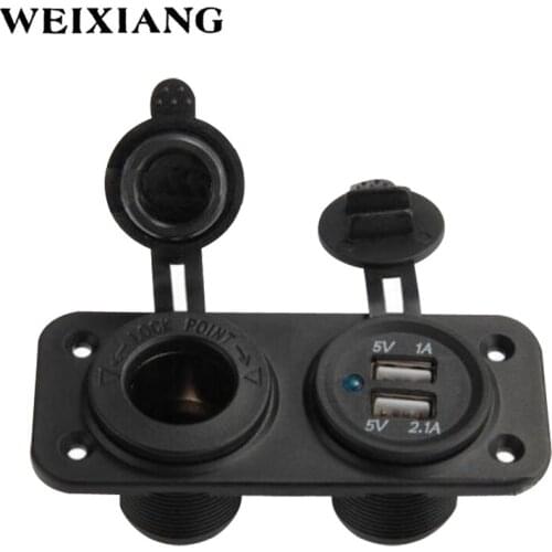 Car Charger Motorcycle Plug Dual USB Car Cigarette Lighter Socket Splitter 12V Charger Power Adapter Outlet Accessories