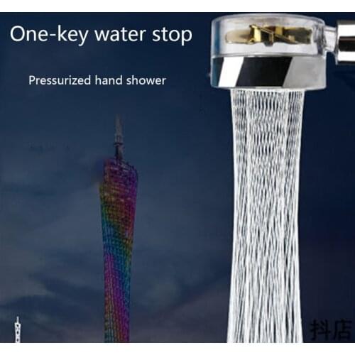 Household Transparent Shower Head Bathroom High Pressure Handheld Shower with On/Off Pause Switch Universal 4-Point Port