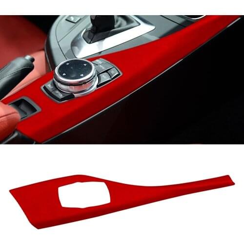 Center Console Multimedia Button Panel Decorative Cover Trim for BMW F20 F21 F22 2012-2019 1 Series Car Interior Accessory Suede