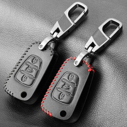 Black Leather Car Key Case Cover For Hyundai i20 i30 i40 IX25 Creta IX35 HB20 Solaris Elantra Accent For Kia K2 K5 Rio Sportage