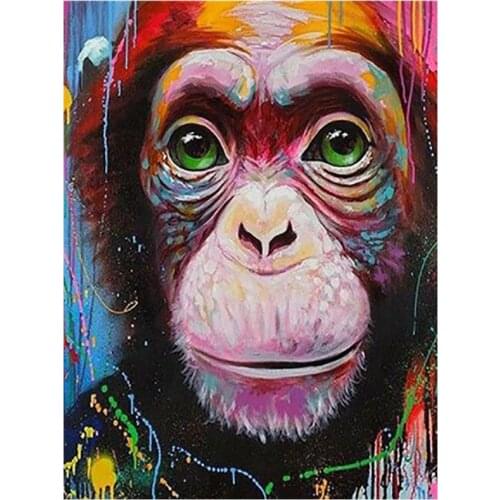 Color Oil Chimpanzee Animal Diamond Painting Round Full Drill Nouveaute DIY Needlework Mosaic Embroidery 5D Cross Stitch Picture