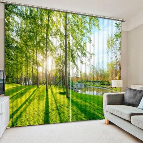 Curtains Decoration European 3D Curtains For Living room Blackout landscape curtains