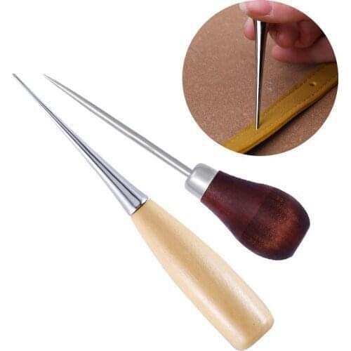 Wooden Handle Awls DIY Leather Tent Sewing Awl Shoes Repair Tool Hand Stitcher Leather craft Awl Punch Hole Leather Tools