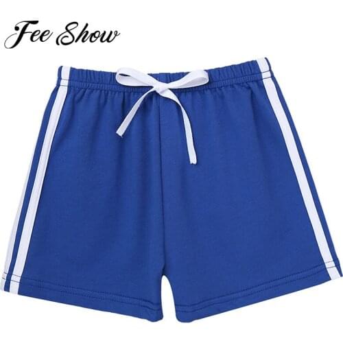 Kids Running Shorts Boys Girls Breathable Casual Cotton Summer Bottoms Pure Color Stripes Print Side Elastic Waist Beach Shorts