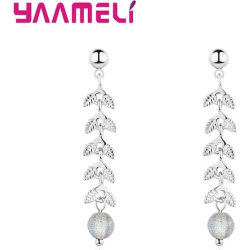 Long Line Tassel Leaf Tail Crystal Dangle Gold/Silver Color Two Styles 925 Sterling Silver Drop Earrings Jewelry For Women Gifts