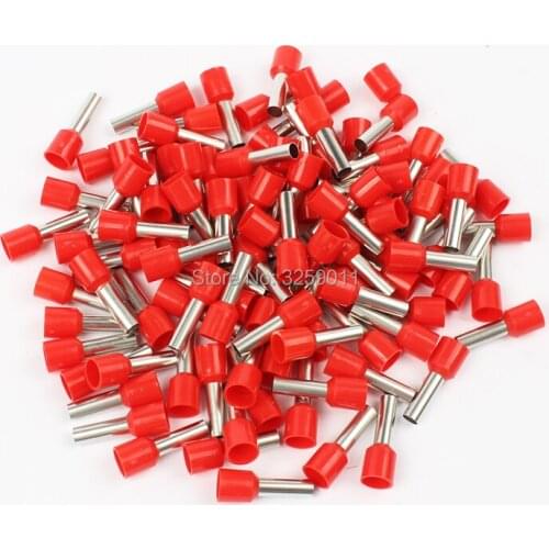 1000PCS E6012 Electrical Crimp Terminal Block Wire Connector Cable Cord End Ferrule tubular Pre-Insulating E6012 AWG 10 6.0mm