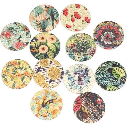 5/10 PCs Enamel Painting Pendant Charms For Jewelry Making Round Gold Color Back Sparkledust For Bracelet DIY Findings 20mm Dia