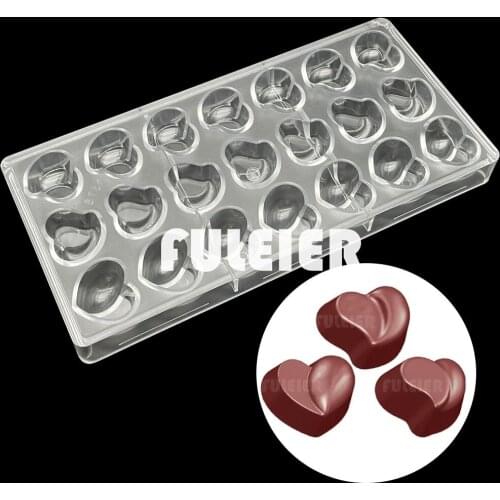 3D Heart Shape Polycarbonate Chocolate Mold Valentines Day Baking Belgium Sweets Candy Mold For Chocolate Pastry Tray Mould