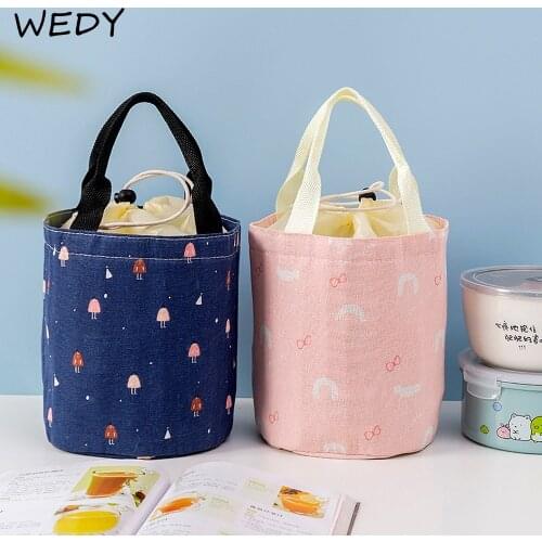 Cylinder Insulation Lunch Bag Thickened Aluminum Lunch Box Bag Children Cute Lunch Bags For School Large Capacity Food Storage