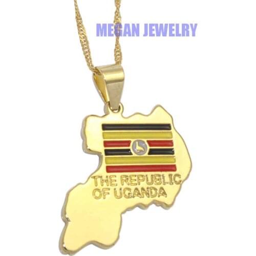 The republic of uganda map & republic of uganda National Flag pendant & necklace , country map jewelry