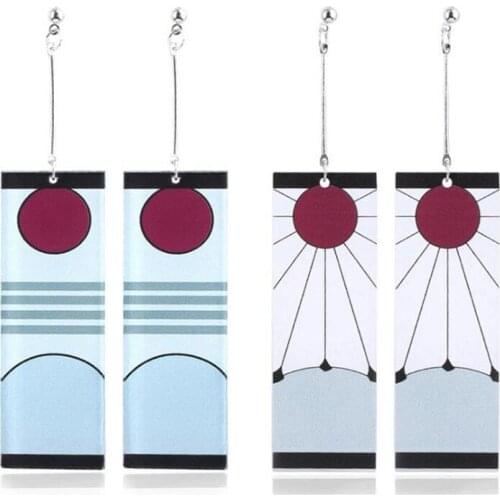 Demon Slayer Kimetsu no Yaiba Earrings Kamado Tanjirou Cosplay Clip Earrings for Women Men 1:1 Custom Jewelry