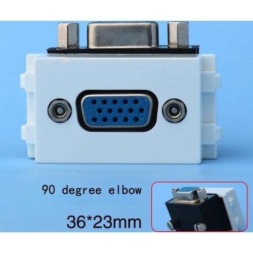 90 Degree Elbow PC Slot 15pins VGA Socket 36x23mm For Blank Wall Face Panel