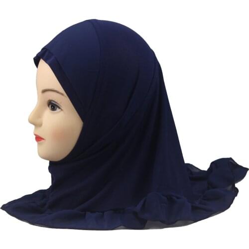 Muslim Girls Kids Hijab Islamic Scarf Shawls Ruffle Lotus Leaf Hijabs for 1 to 5 years old Girls