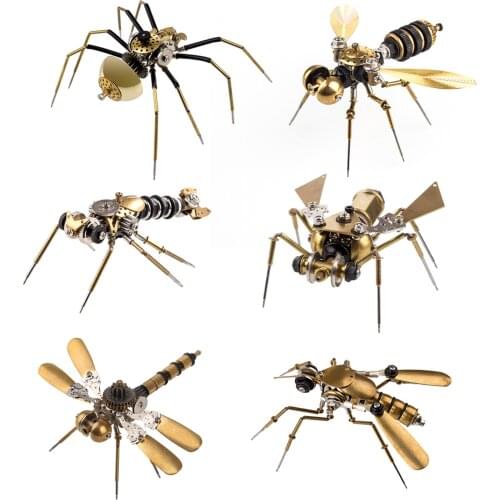 1set Steampunk Insect Metal Model Kits Mechanical Crafts Home Decor Assemble Toys For Children Christmas Birthday Gift