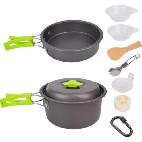 Camping Cookware Set Pcs Outdoor Mess Kit,Aluminum Lightweight Cookset,Folding Camping Pots and Pans Set for Hiking Backpacking