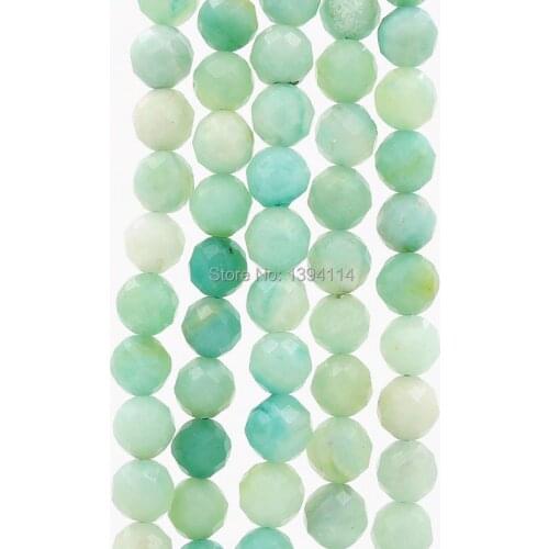 Natural Amazonite Faceted Round Beads Strand For Making Bracelets Or Necklaces Jewelry Approx 16 inches